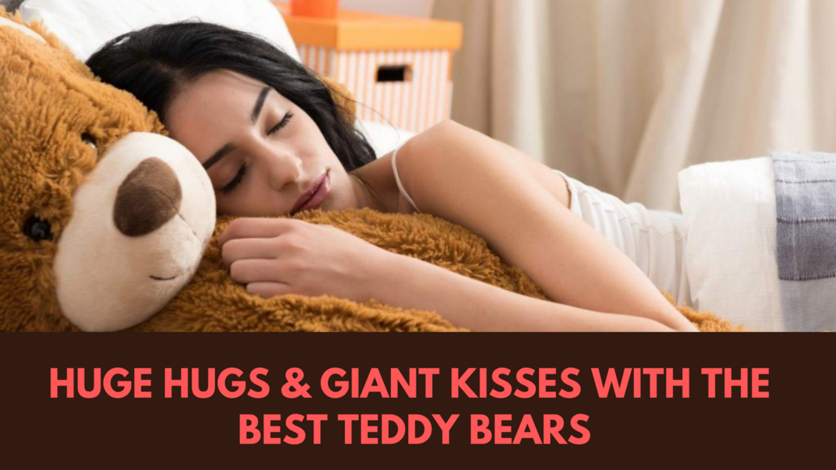 Giant teddy bear with girl Image
